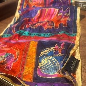 Laurel Burch 100% Silk Colorful Cat Print Scarf